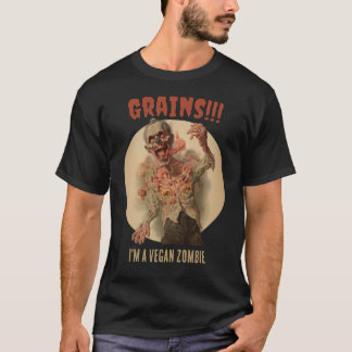 グレイン私はビーガンゾンビおもしろいヴィンテージホラー Tシャツ