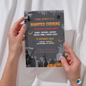 グレイ不気味マンシ幽霊のよく出るョンテーマハローウィンパーティ 招待状