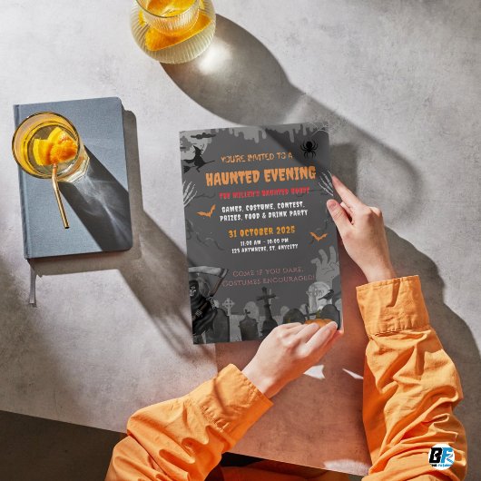 グレイ不気味マンシ幽霊のよく出るョンテーマハローウィンパーティ 招待状