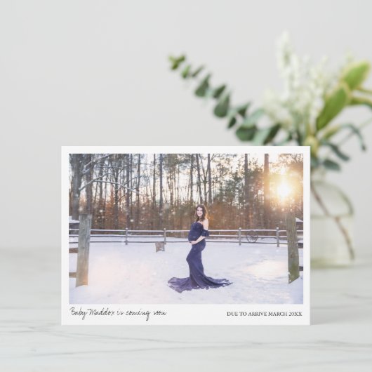 グレイ写真妊娠告知カード 案内状 (スタンド正面)