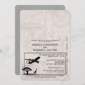 グレイ南アフリカパスポート結婚式招待状 招待状 (正面/裏面)