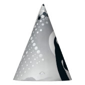 グレイ図形円ドットビーチパターン パーティーハット (左)