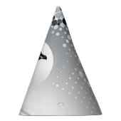 グレイ図形円ドットビーチパターン パーティーハット (右)