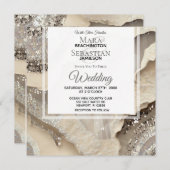 *~*グレイ大理石SILVER AGATE RSVP QR AR66 結婚's 招待状 (正面/裏面)