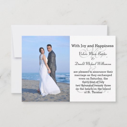 グレイ夫妻 - 3x5 写真付き結婚のお知らせ 招待状 (正面)