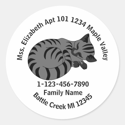 グレイ失った虎猫キッテンファミリーホームアドレス ラウンドシール (正面)