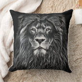 グレイ威厳のあるライオン クッション (ブランケット)