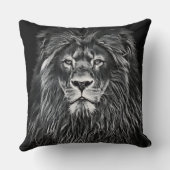 グレイ威厳のあるライオン クッション (裏面)