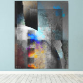 グレイ幾何工業グランジ美術 キャンバスプリント (インサイチュ (ウッドフロア))