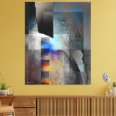 グレイ幾何工業グランジ美術 キャンバスプリント (インサイチュ (リビング))