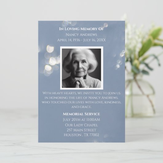 グレイ愛の記憶の葬儀記念招待状 招待状 (スタンド正面)