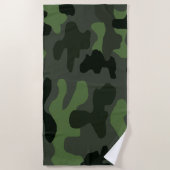 グレイ暗緑色カモフラージュno.14プリント ビーチタオル (正面)