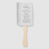 グレイ淡い色のシルバーグリッターエッジ結婚式 プログラム ハンドファン (正面)