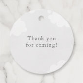 グレイ淡い色のトゥインクルリトルスターベビーシャワー誕生日 フェイバータグ (裏面)