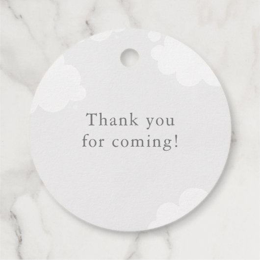 グレイ淡い色のトゥインクルリトルスターベビーシャワー誕生日 フェイバータグ (裏面)