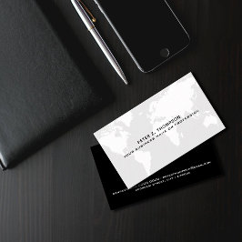 グレイ淡い色のワールドマップ国際的プロフェッショナル 名刺