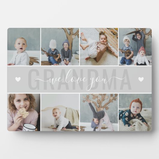グレイ淡い色の私たちはあなたの祖母の写真コラージュ愛 フォトプラーク (正面)
