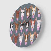 グレイ漫画ポデコドッグ顔 ラージ壁時計 (傾斜)