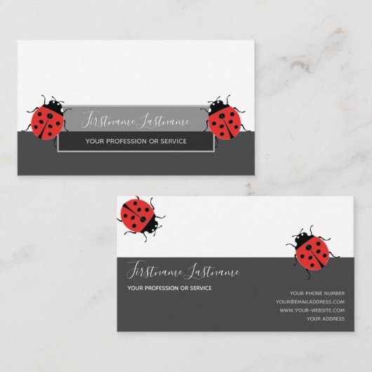 グレイ点々のあるクエレガント長方形 名刺 (正面/裏面)