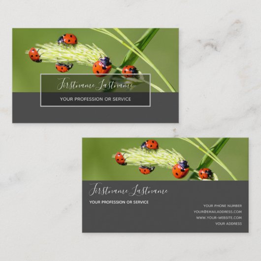 グレイ点々のあるクエレガント長方形 名刺 (正面/裏面)