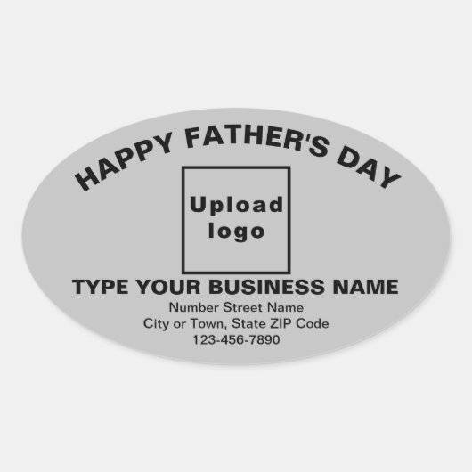 グレイ父の日ビジネス楕円シェイプステッカー 楕円形シール (正面)
