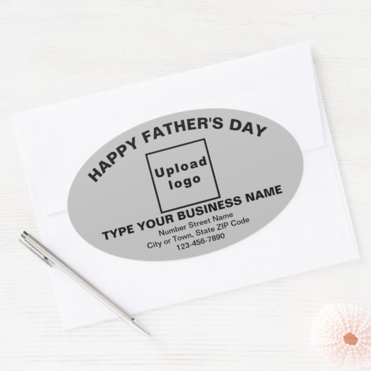 グレイ父の日ビジネス楕円シェイプステッカー 楕円形シール (封筒)