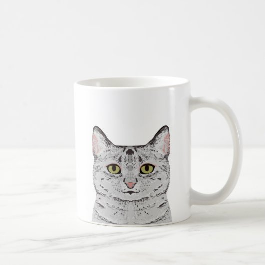 グレイ猫マグカップ – かわいい猫マグカップ コーヒーマグカップ (右)