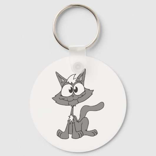 グレイ猫 キーホルダー (正面)