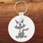 グレイ猫 キーホルダー (正面)