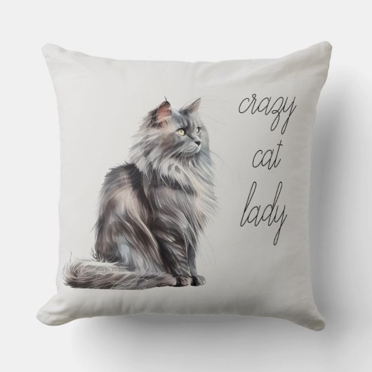 グレイ猫 クッション (正面)