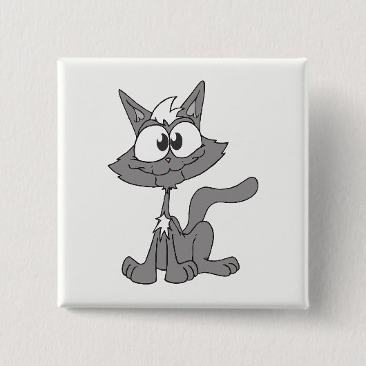グレイ猫 缶バッジ (正面)