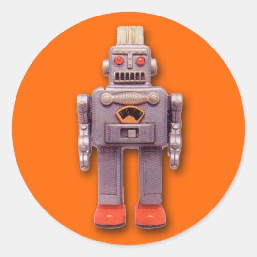 グレイ玩具ロボットシール(6枚) ラウンドシール (正面)