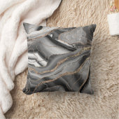 グレイ白黒アゲート金ゴールドグリッターグラム#1 クッション (ブランケット)