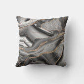 グレイ白黒アゲート金ゴールドグリッターグラム#1 クッション (裏面)