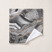 グレイ白黒アゲート金ゴールドグリッターグラム#1 バスタオルセット (ウォッシュタオル)