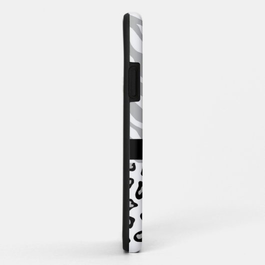 グレイ白黒ゼブラヒョウ名パーソナライズされた Case-Mate iPhoneケース (裏面/右)