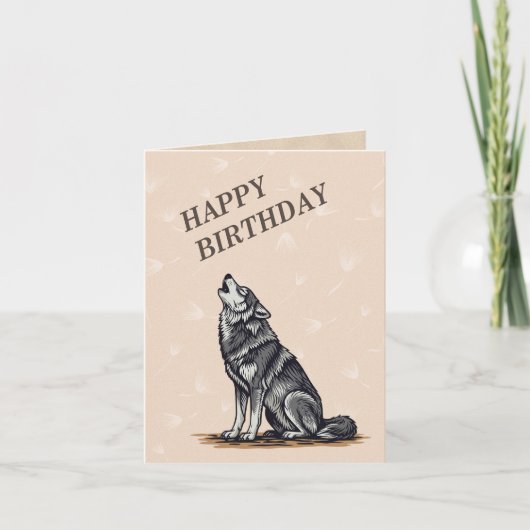 グレイ素晴らしウルフハウリングワイルドライフハッピーバースデー カード (正面)