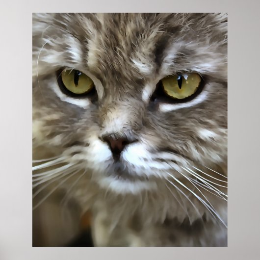 グレイ素晴らしキャットペット芸術的ポートレート ポスター (正面)