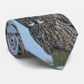 グレイ素晴らしフクロウポートレートIIワイルドライフラバータイ ネクタイ (ロール)