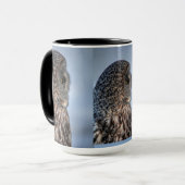 グレイ素晴らしフクロウ野生動物写真のプロフィール – Raptor マグカップ (正面左)