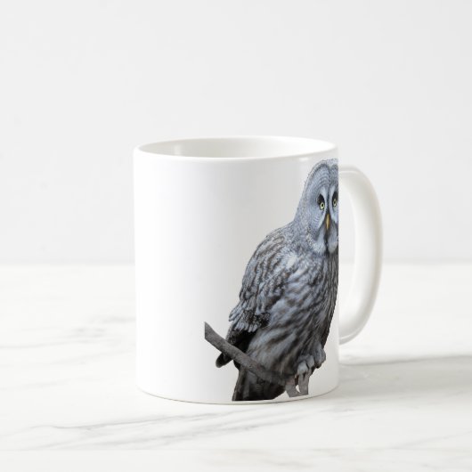 グレイ素晴らしフクロウ コーヒーマグカップ (正面右)