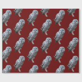 グレイ素晴らしフクロウ ラッピングペーパー (フラット)