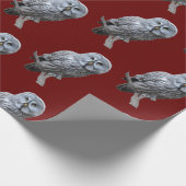 グレイ素晴らしフクロウ ラッピングペーパー (角)