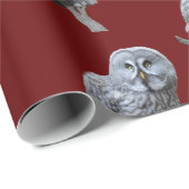 グレイ素晴らしフクロウ ラッピングペーパー (ロールコーナー)