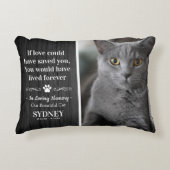 グレイ素朴ウッドフォトエレガントキャットメモリアル アクセントクッション (正面)