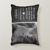 グレイ素朴ウッドフォトエレガントキャットメモリアル アクセントクッション (正面(垂直))