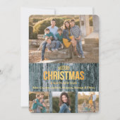 グレイ素朴ウッドフォー写真テンプレートクリスマス シーズンカード (正面)