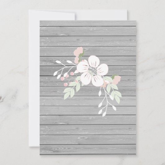 グレイ素朴ウッドフローラ最初のコミュニティの招待 招待状 (裏面)