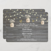 グレイ素朴ウッドライトズ&メイソンジャーブライダルシャワー 招待状 (正面/裏面)