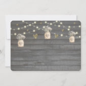 グレイ素朴ウッドライトズ&メイソンジャーブライダルシャワー 招待状 (裏面)